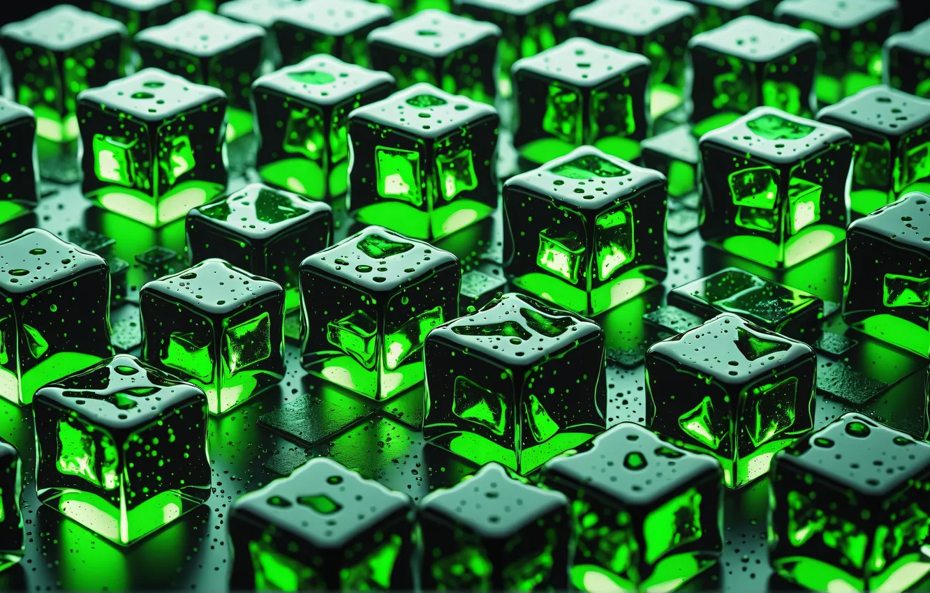 Photo wallpaper ice, greens, drops, green, figure