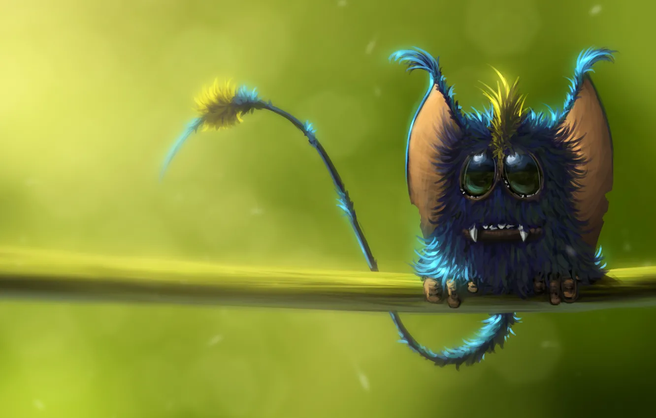 Photo wallpaper fluffy, Monster, simple background, the devourer of dimensions
