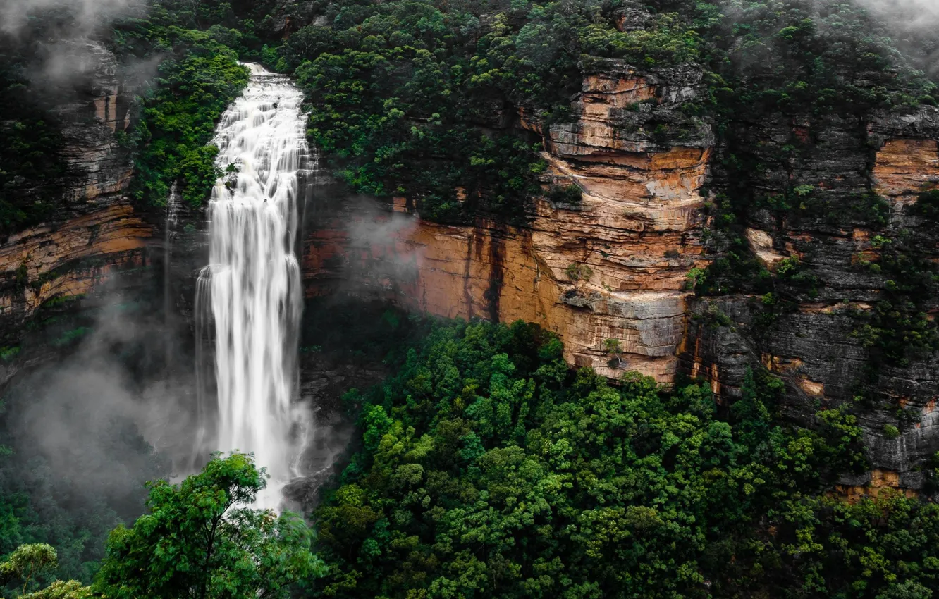 Photo wallpaper landscape, nature, rocks, waterfall, beauty