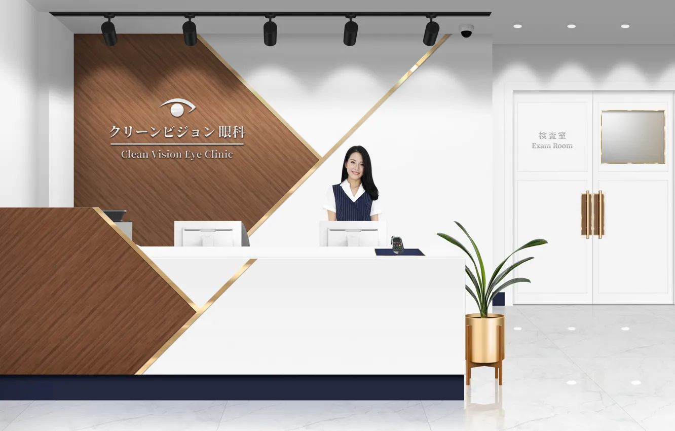 Photo wallpaper eye, desk, reception, clinic