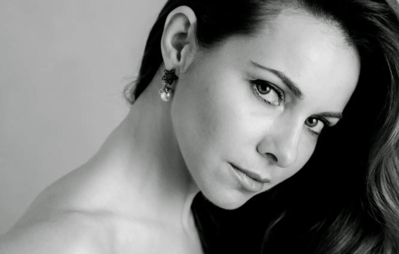 Photo wallpaper look, pose, actress, hairstyle, black and white, singer, hair, look