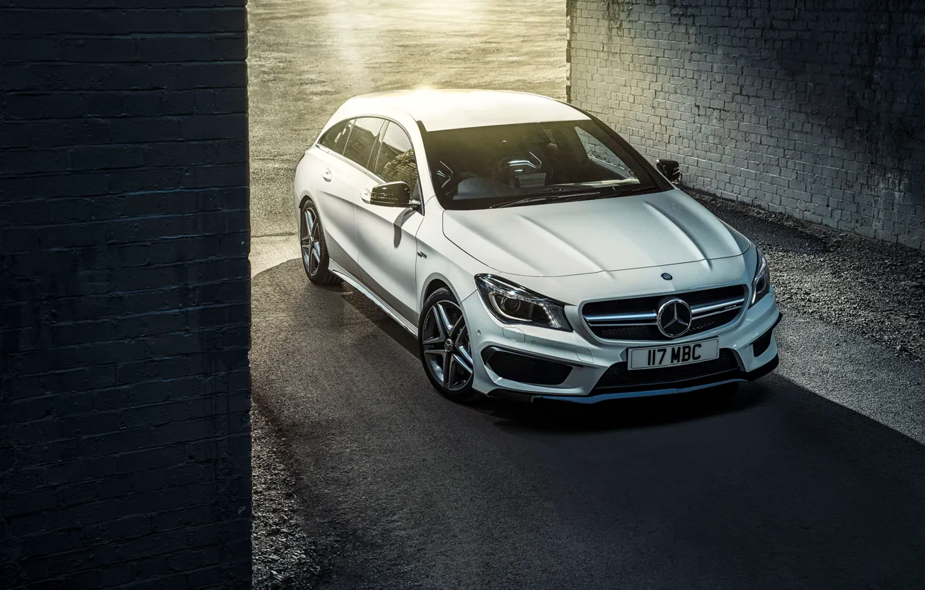 Photo wallpaper Mercedes, Mercedes, AMG, AMG, UK-spec, Shooting Brake, CLA 45, 2015