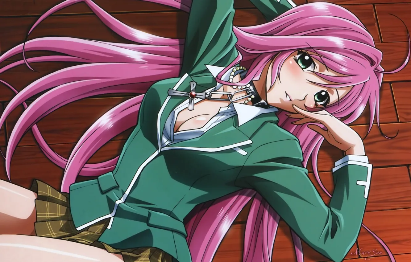Photo wallpaper girl, pink hair, Rosario + Vampire, Akashiya Moka, the acacia Moka