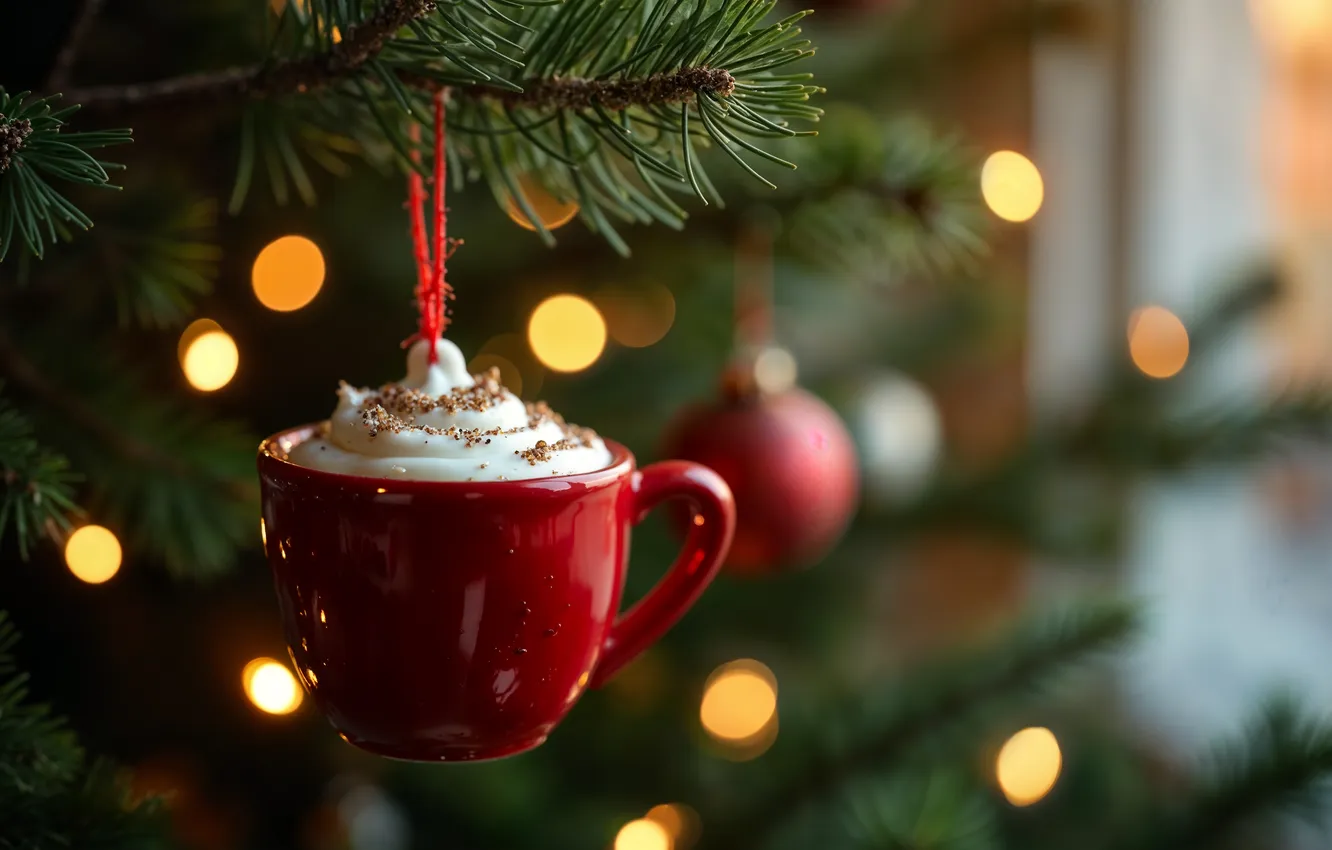 Photo wallpaper decoration, toy, tree, Christmas, Cup, New year, Christmas, tree