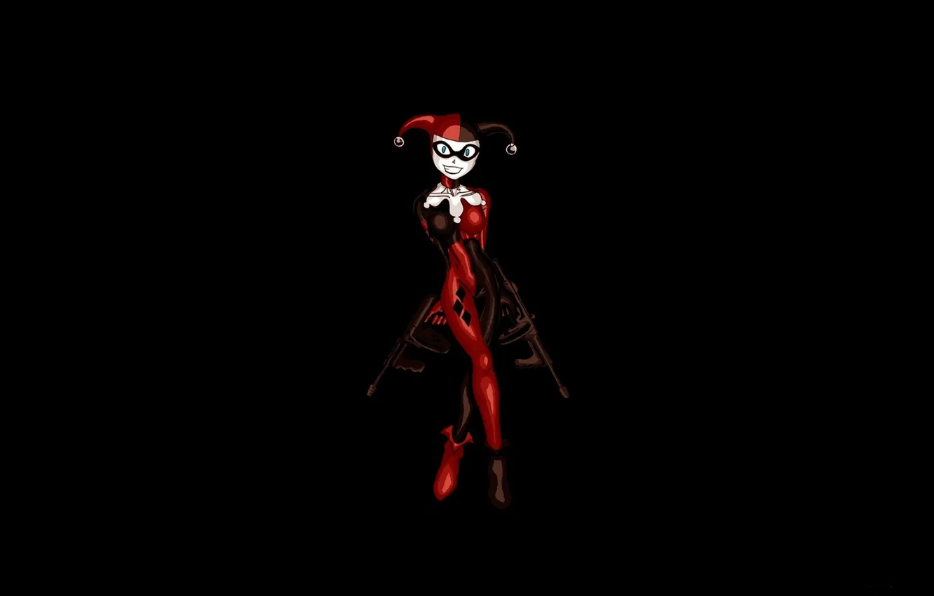 Photo wallpaper weapons, black background, Harley Quinn