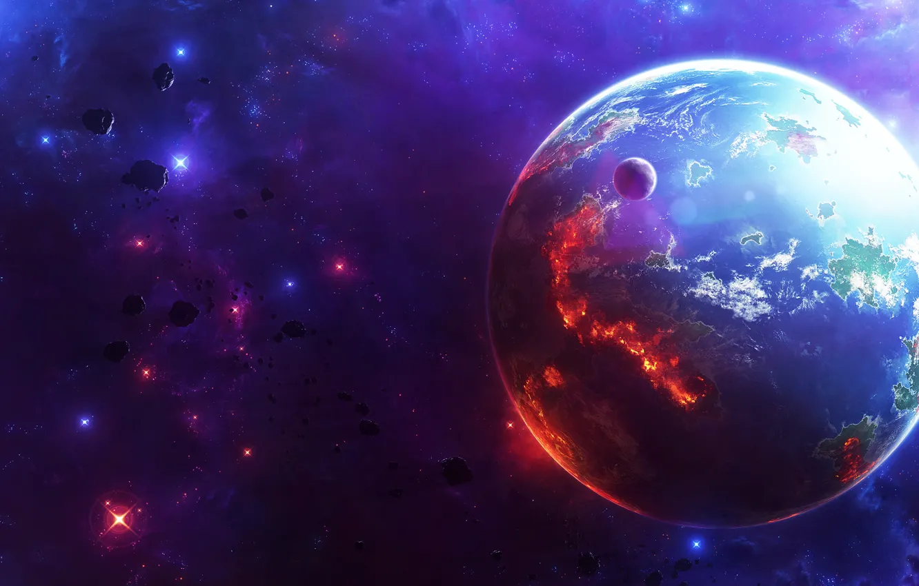 Photo wallpaper space, stars, planet