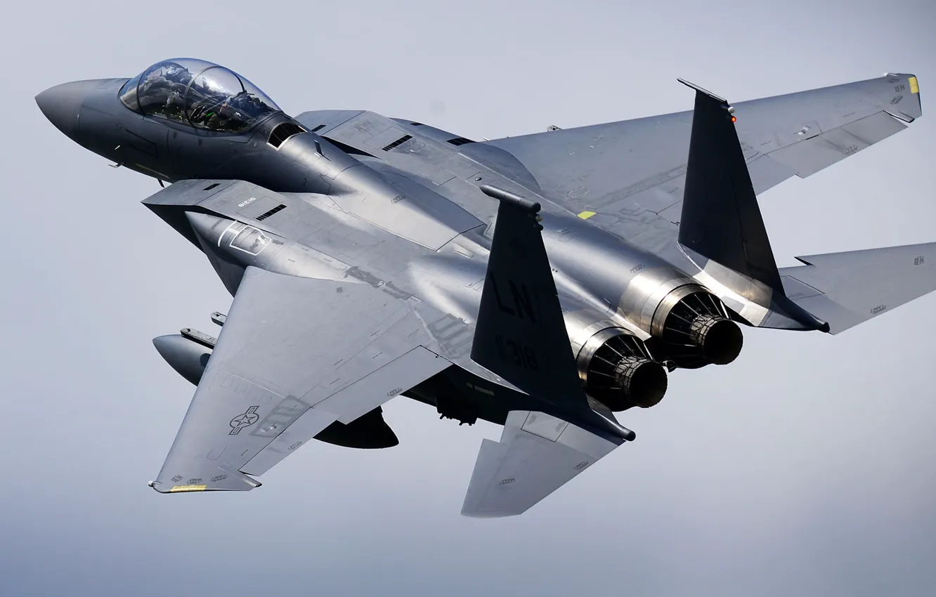 Photo wallpaper UNITED STATES AIR FORCE, fighter-bomber, F-15E, Strike Eagle, McDonnell Douglas, American double
