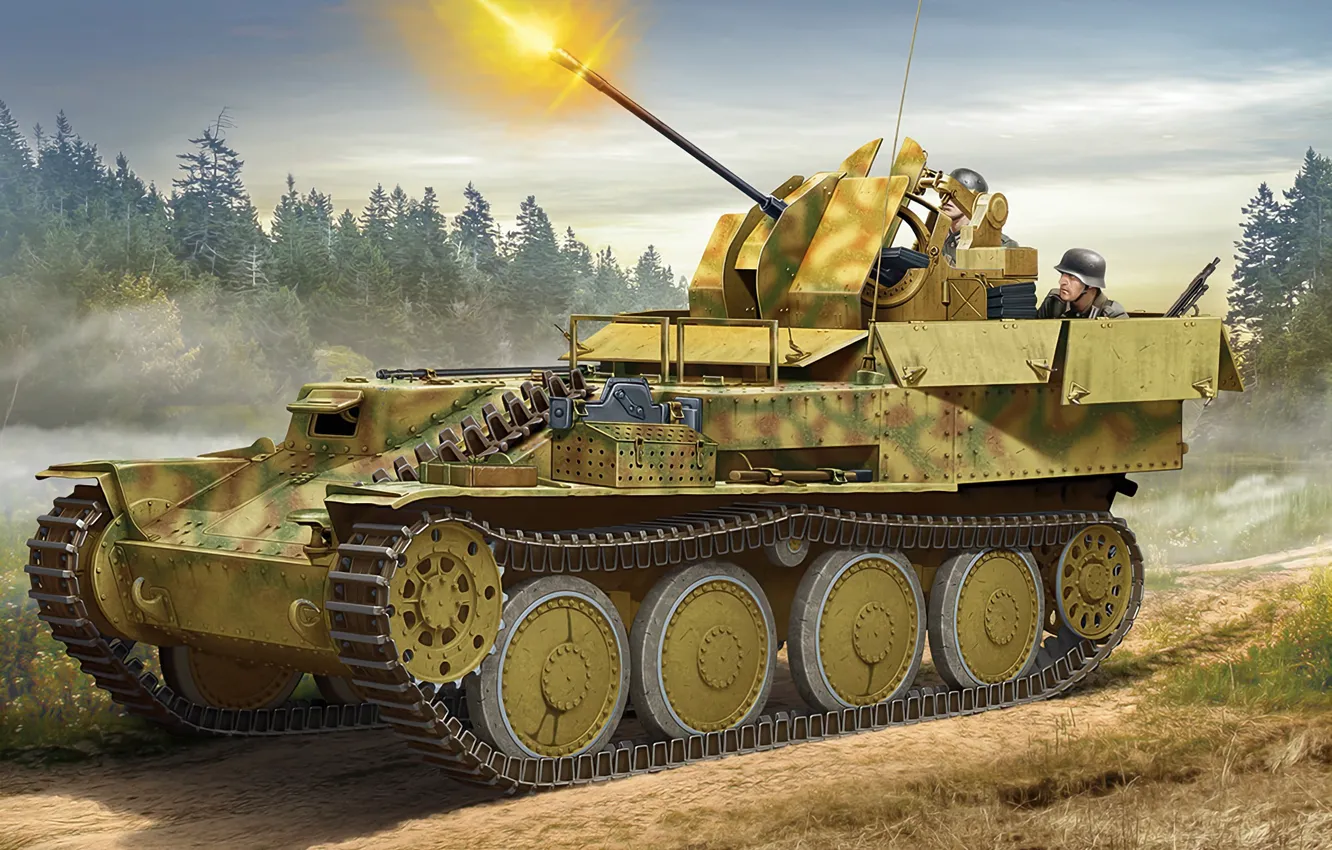 Photo wallpaper Germany, Flakpanzer 38(t), Anti-aircraft self-propelled gun