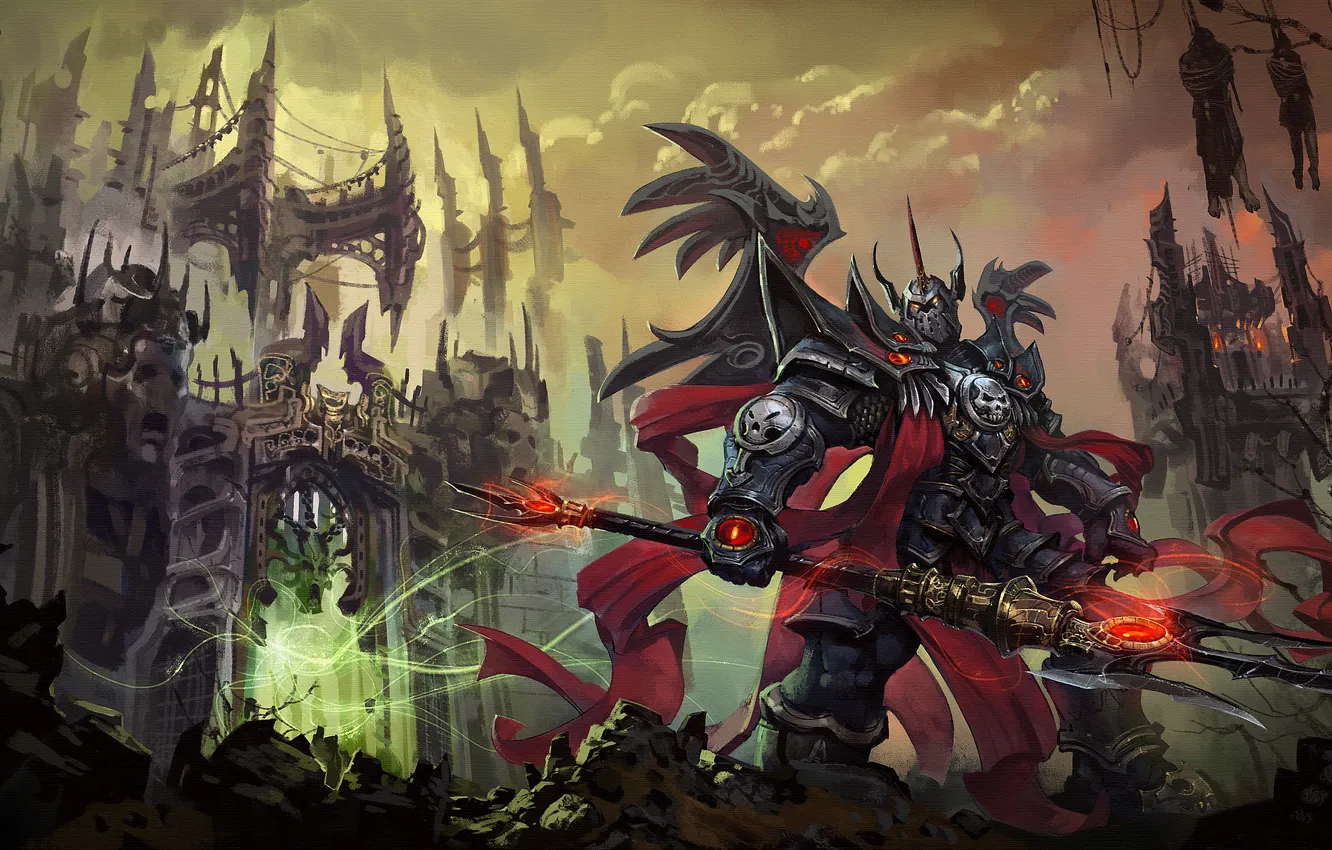 Photo wallpaper castle, magic, armor, warrior, spear