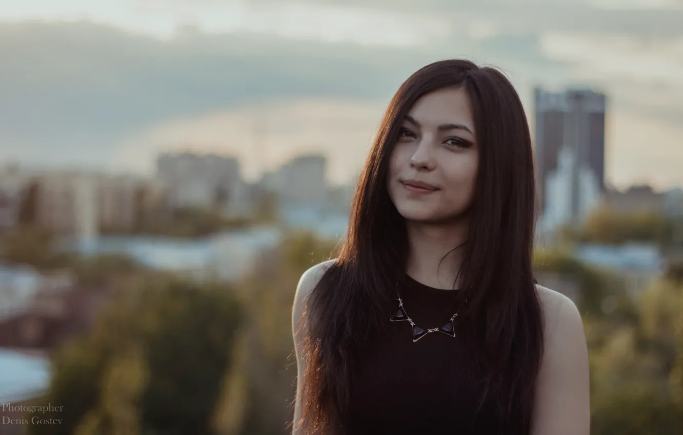 Photo wallpaper look, the sun, landscape, the city, pose, background, model, portrait