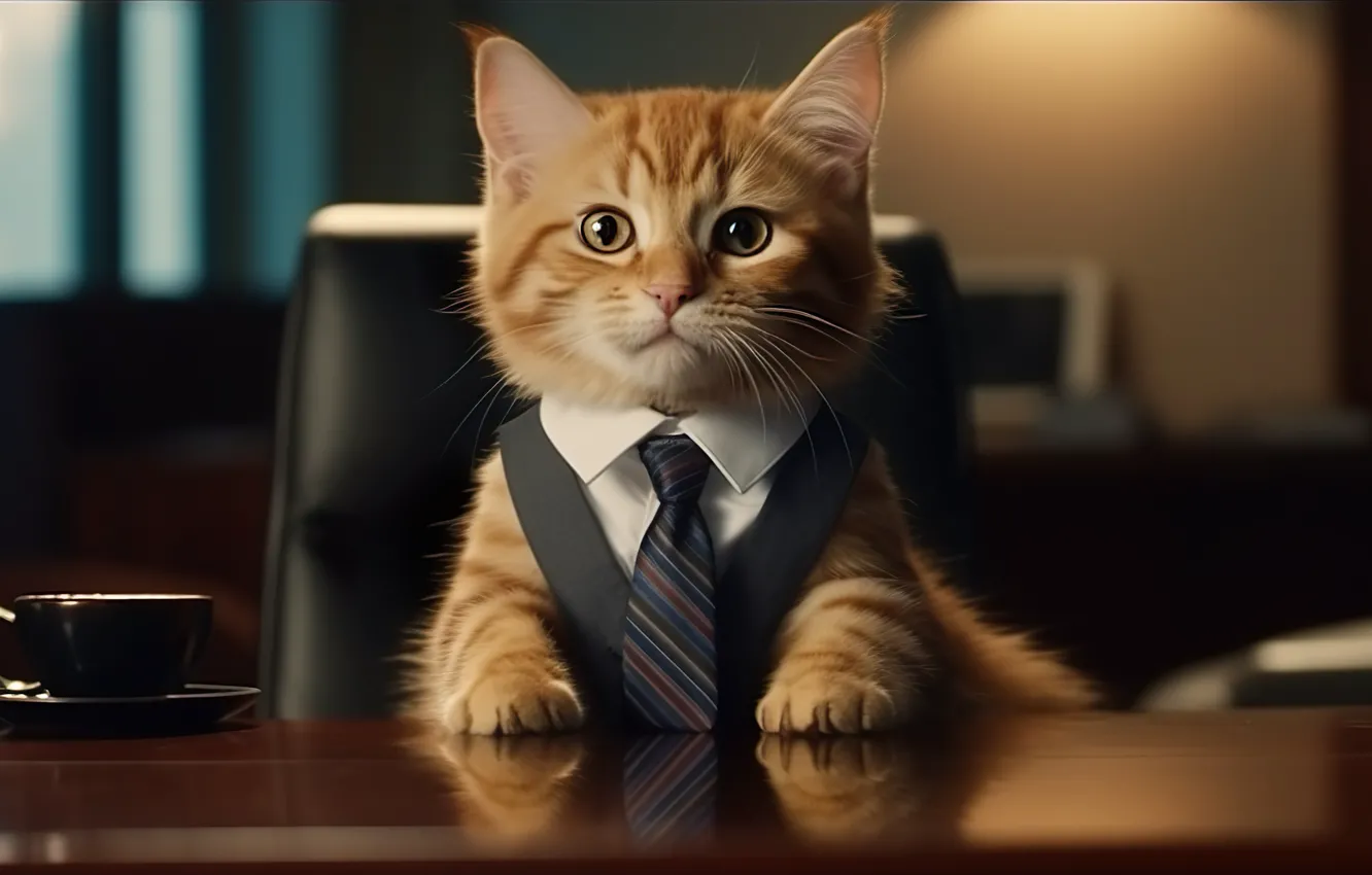 Photo wallpaper cat, cat, digital art, AI art, The Art of Artificial Intelligence, neural network