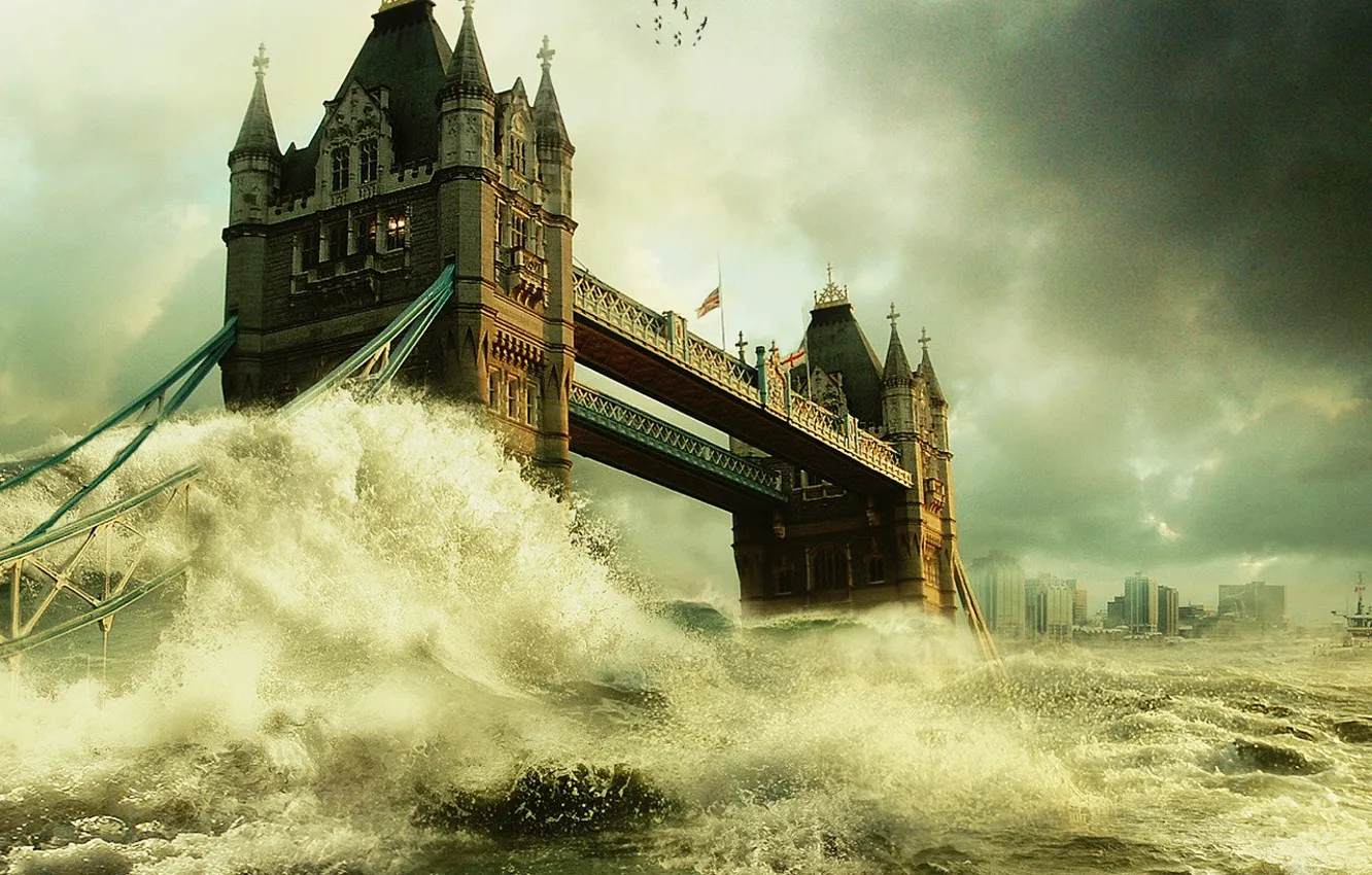 Photo wallpaper bridge, London, flood
