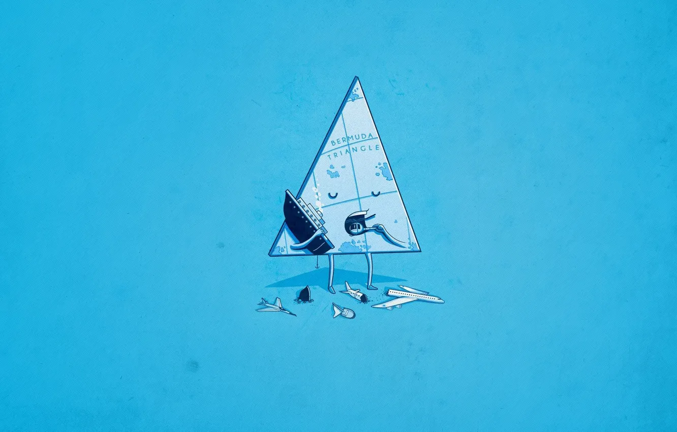 Photo wallpaper Minimalism, Aircarft, Ship, Humor, Bermuda triangle