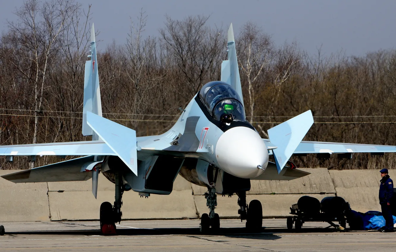 Photo wallpaper fighter, cabin, multipurpose, double, Su-30CM
