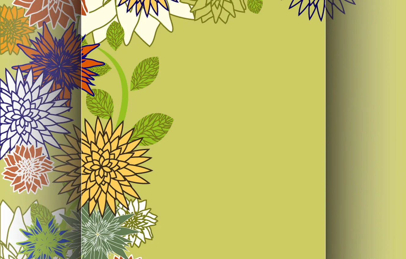 Photo wallpaper flowers, texture, green background