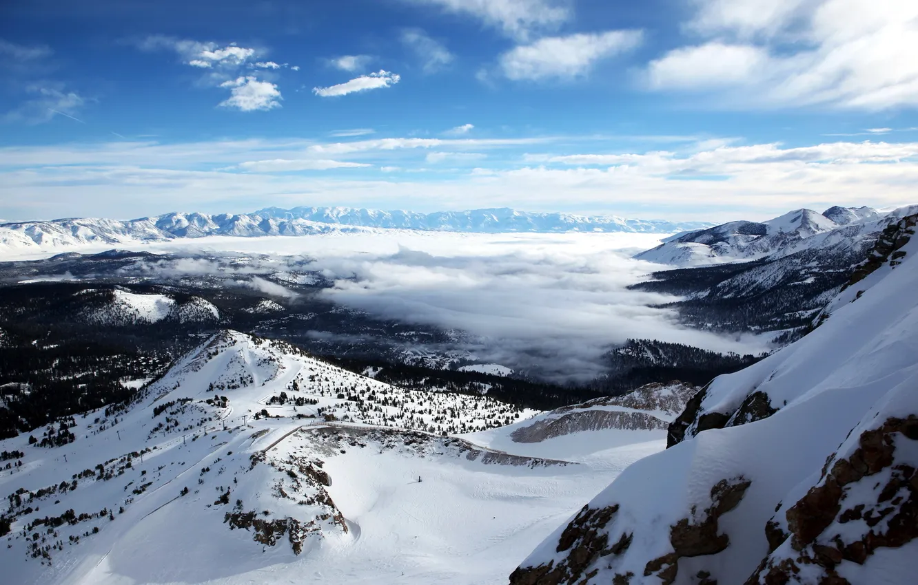 Photo wallpaper the sky, snow, landscape, mountains, nature