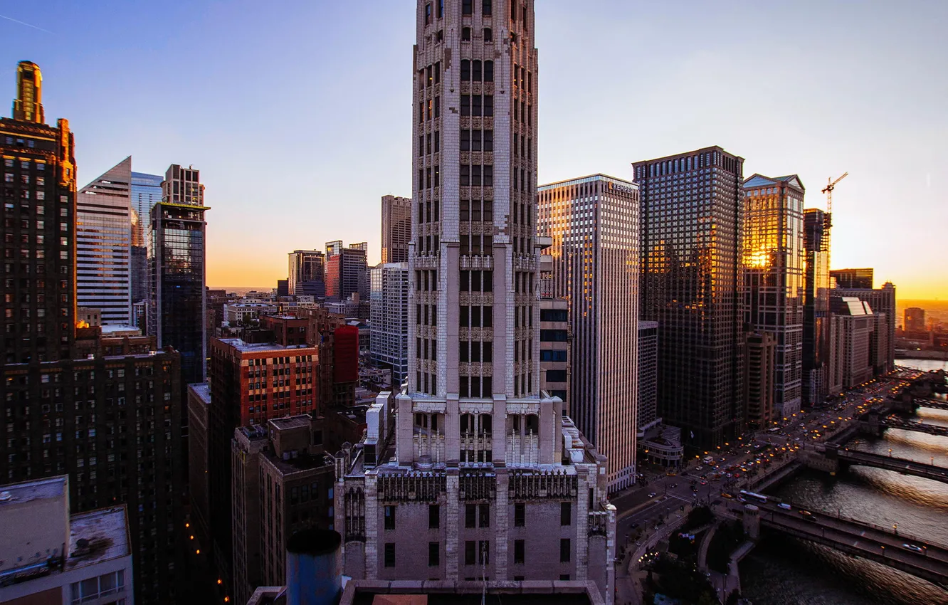Photo wallpaper height, skyscrapers, Chicago, USA, Chicago, Illinois, megapolis