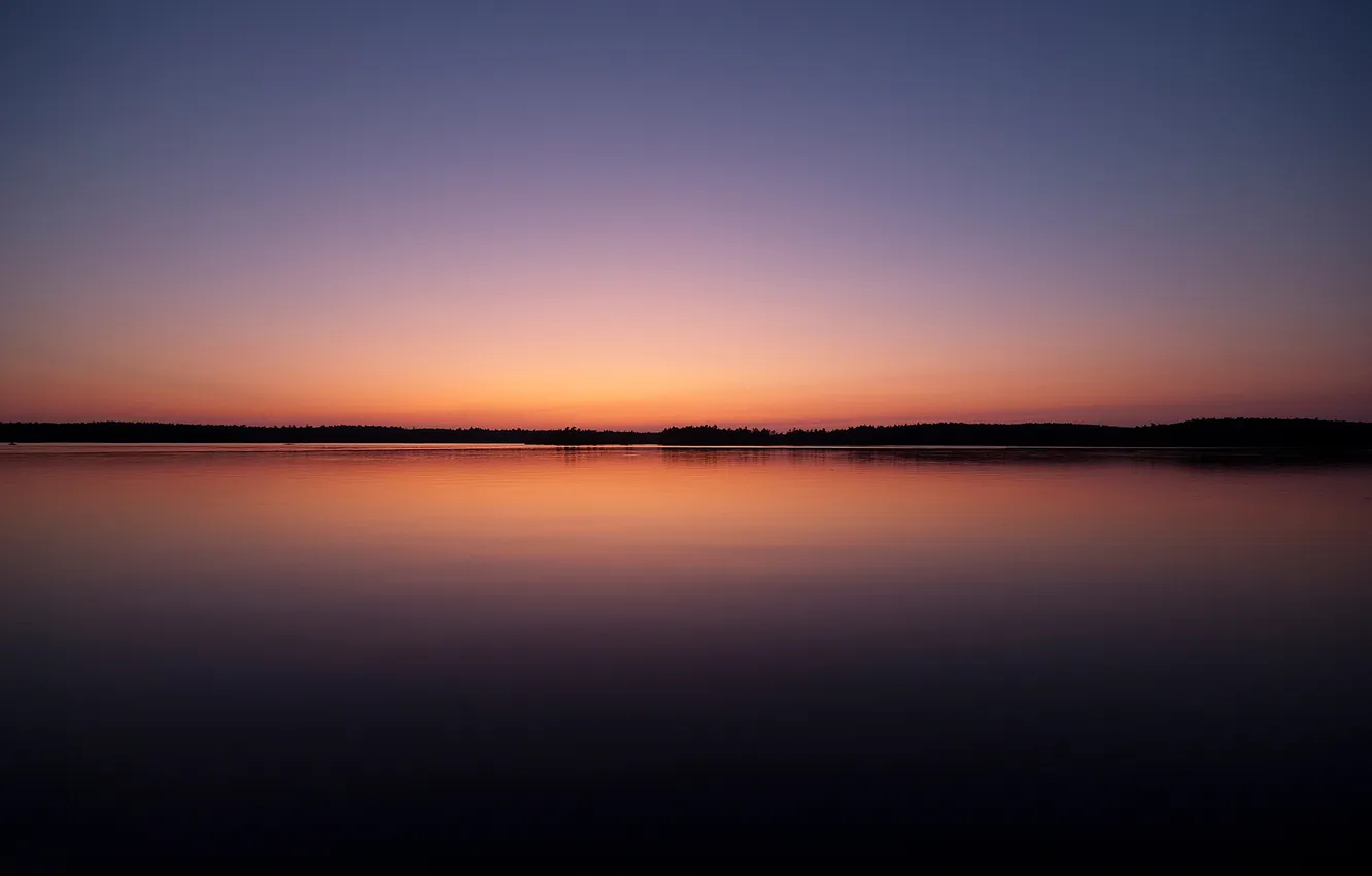 Photo wallpaper the sky, sunset, lake, surface, the evening