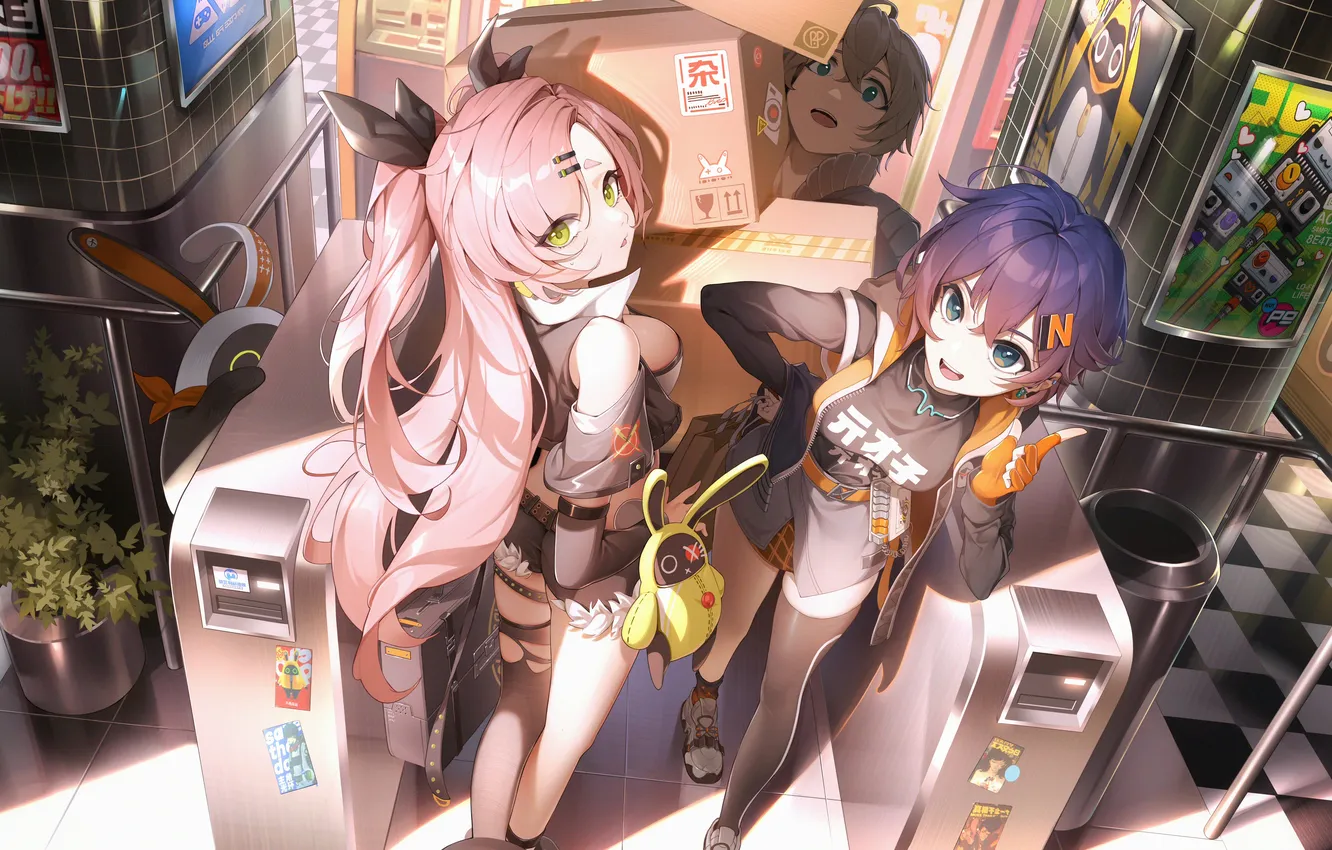 Photo wallpaper girl, box, guy, Belle, the horizontal bar, wise, bangboo, Zenless Zone Zero