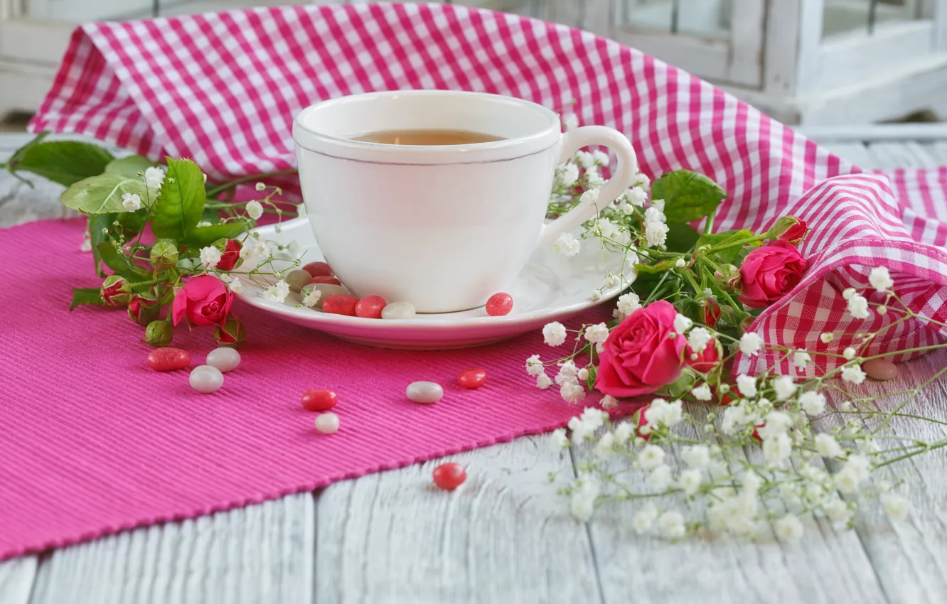 Photo wallpaper flowers, tea, Cup, Olena Rudo