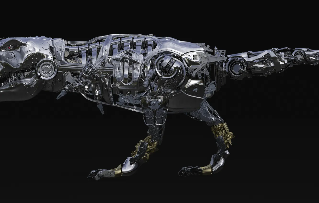 Photo wallpaper metal, dinosaur, details