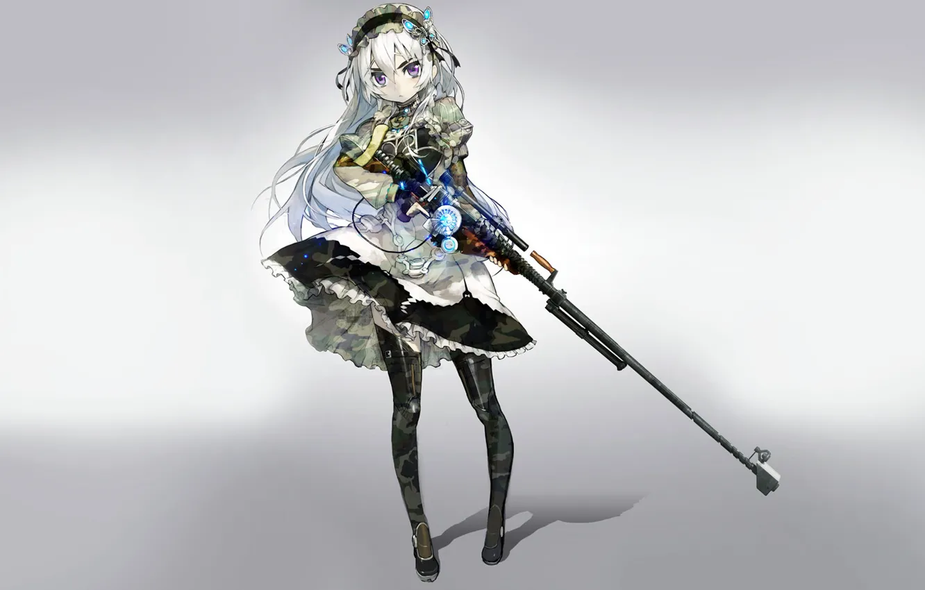 Photo wallpaper girl, weapons, background, sniper rifle, clips, Chaika the coffin, Hitsugi no Chaika, Chaika Trabant