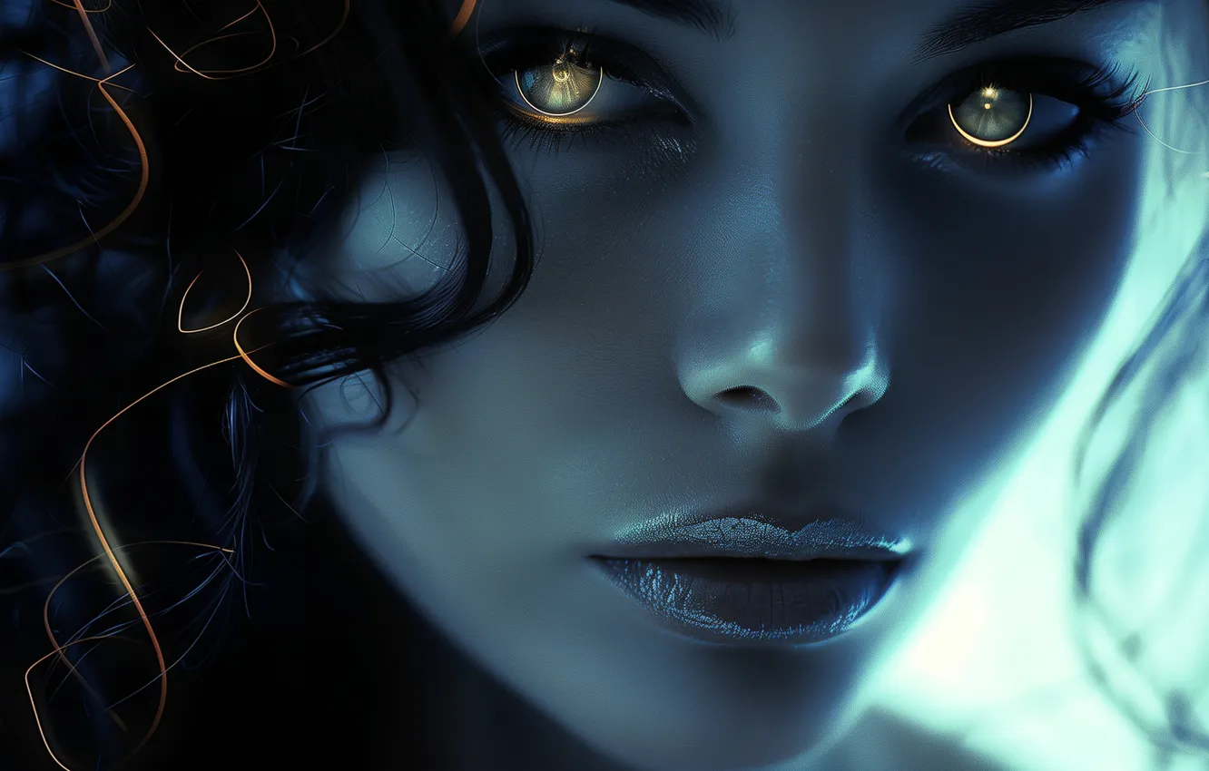 Photo wallpaper look, girl, light, face, style, portrait, makeup, brunette