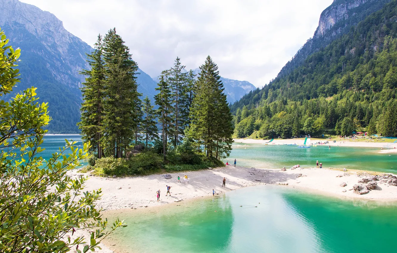 Photo wallpaper forest, trees, mountains, nature, lake, Italy