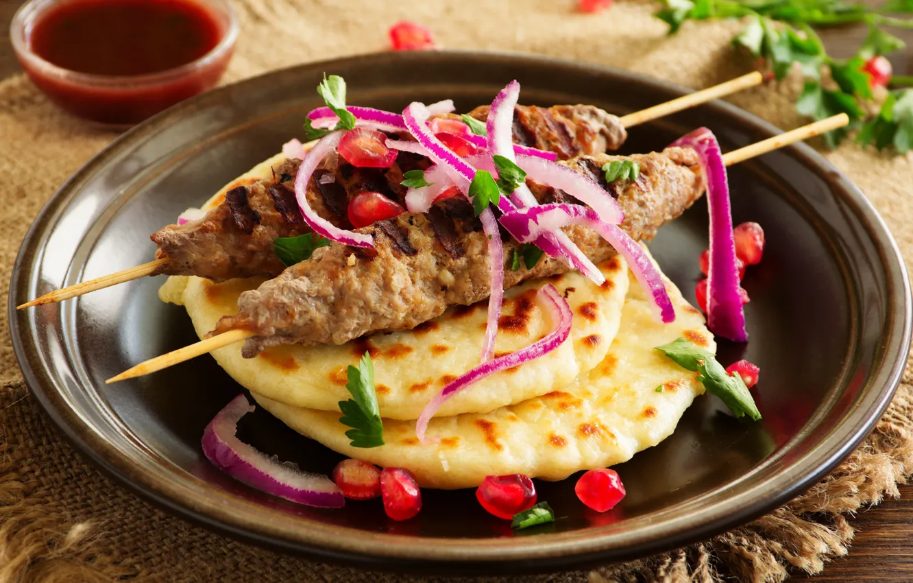 Photo wallpaper bow, garnet, pellet, kebab