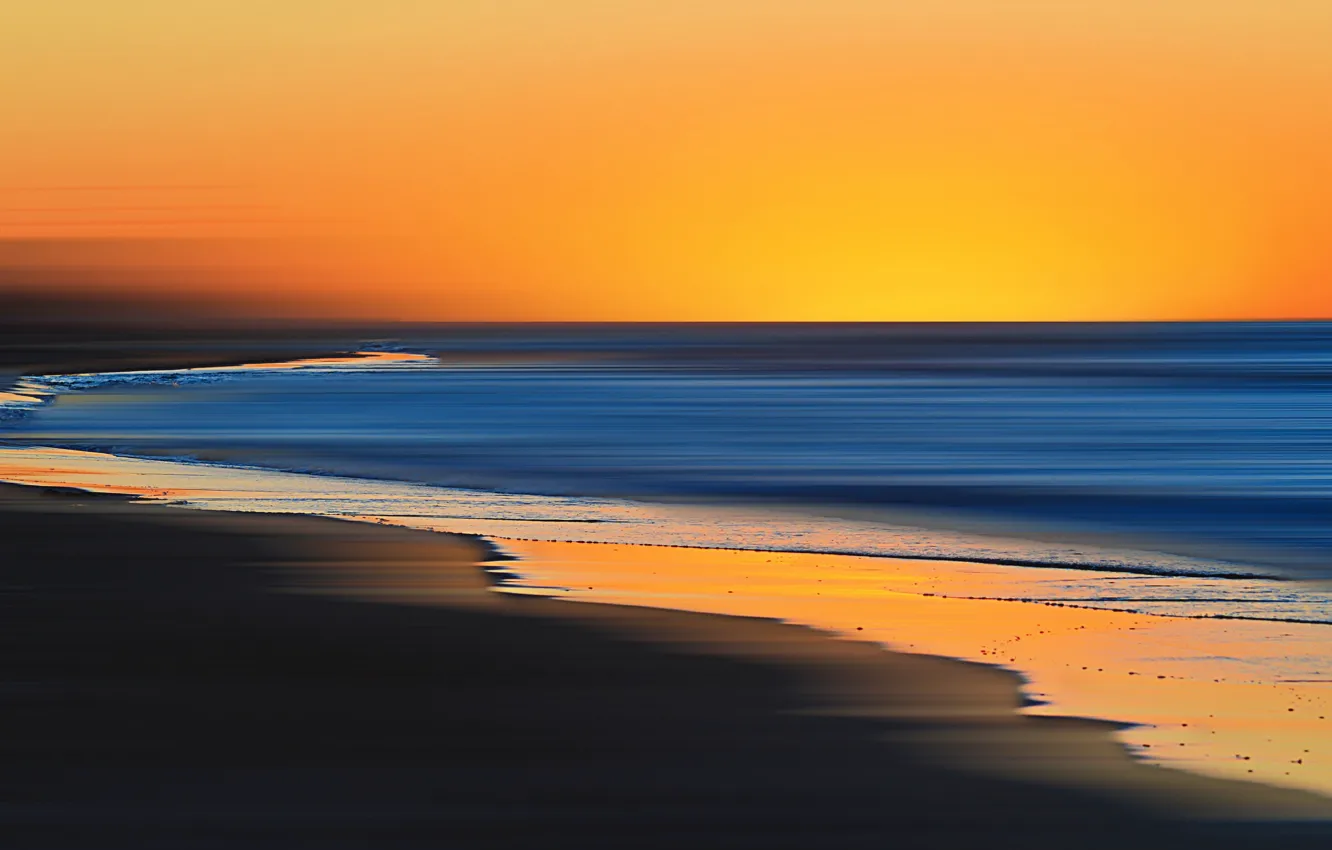 Photo wallpaper sea, night, nature, shore, color