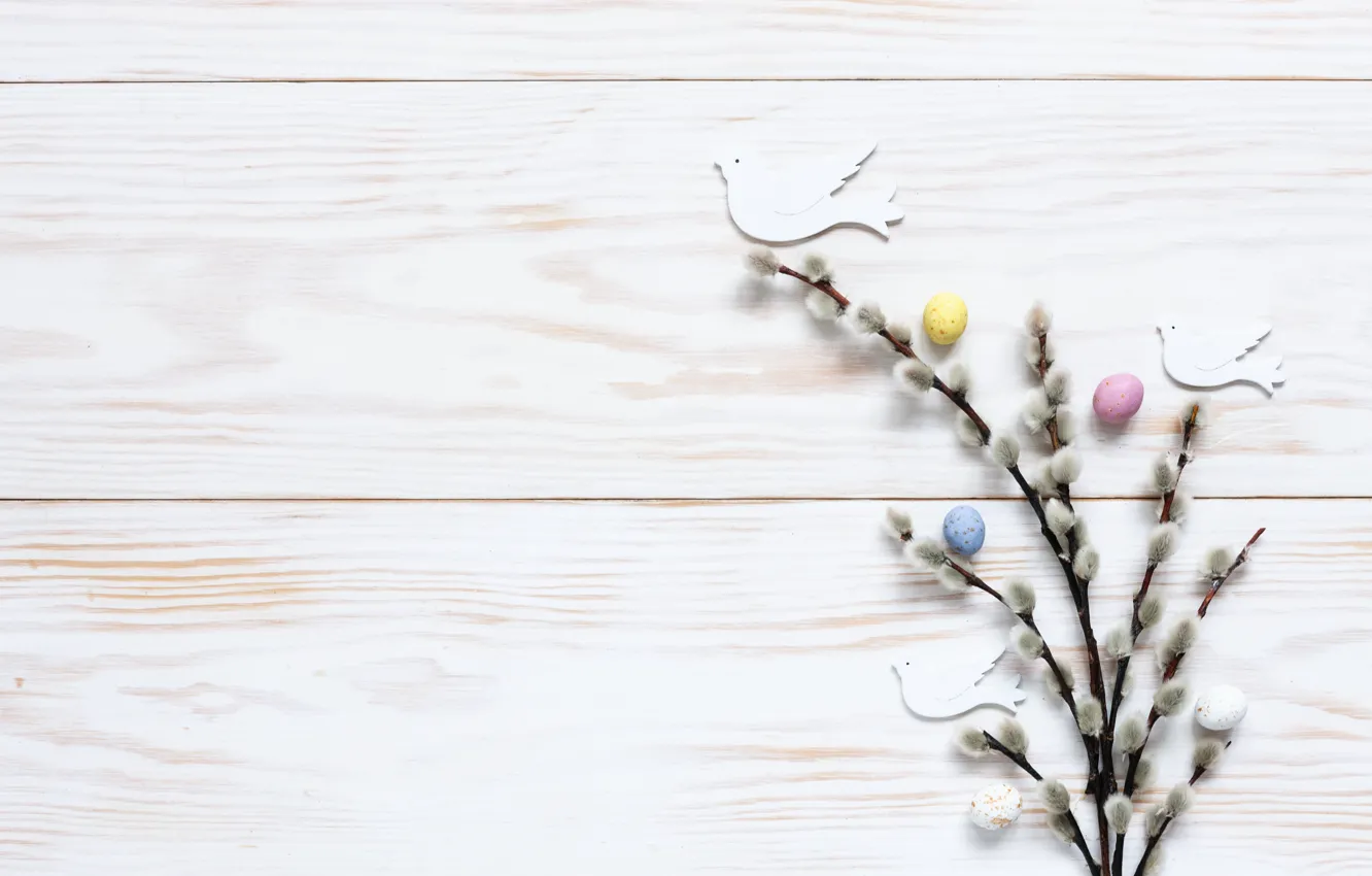 Photo wallpaper holiday, eggs, Easter, pigeons, Verba, decor