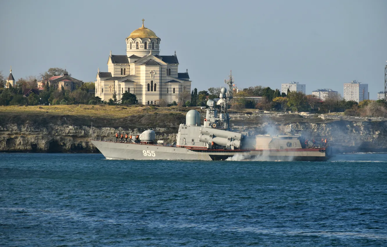 Photo wallpaper large, boat, rocket, Sevastopol, R-60
