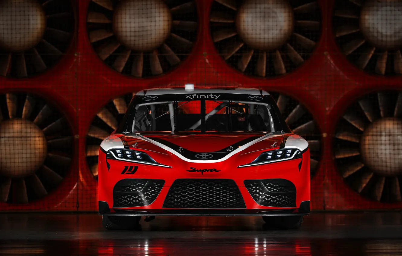 Photo wallpaper racing car, Toyota, front view, Supra, 2019, Xfinity