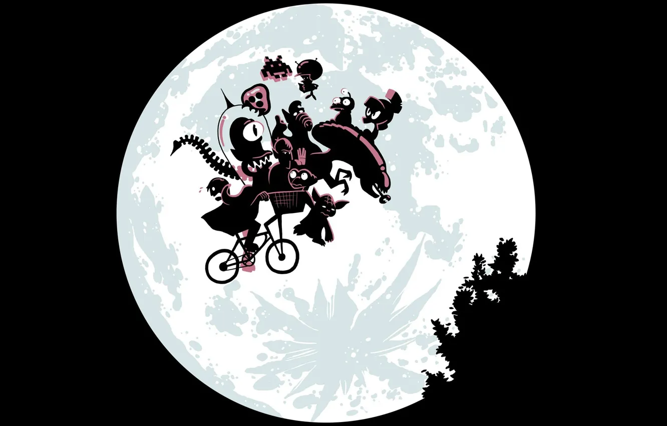 Photo wallpaper bike, the moon, monsters, parody