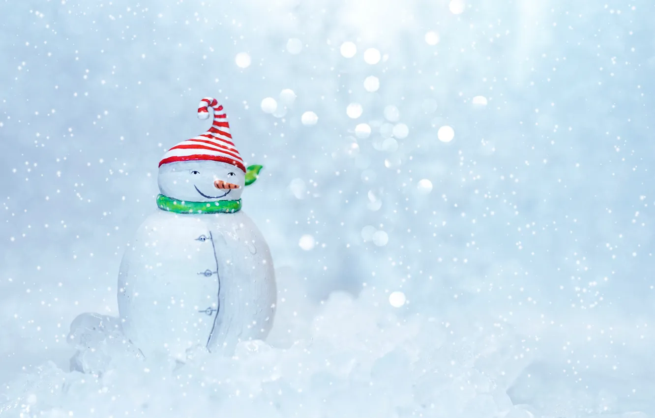 Photo wallpaper winter, snow, holiday, toy, Christmas, New year, snowman, figure