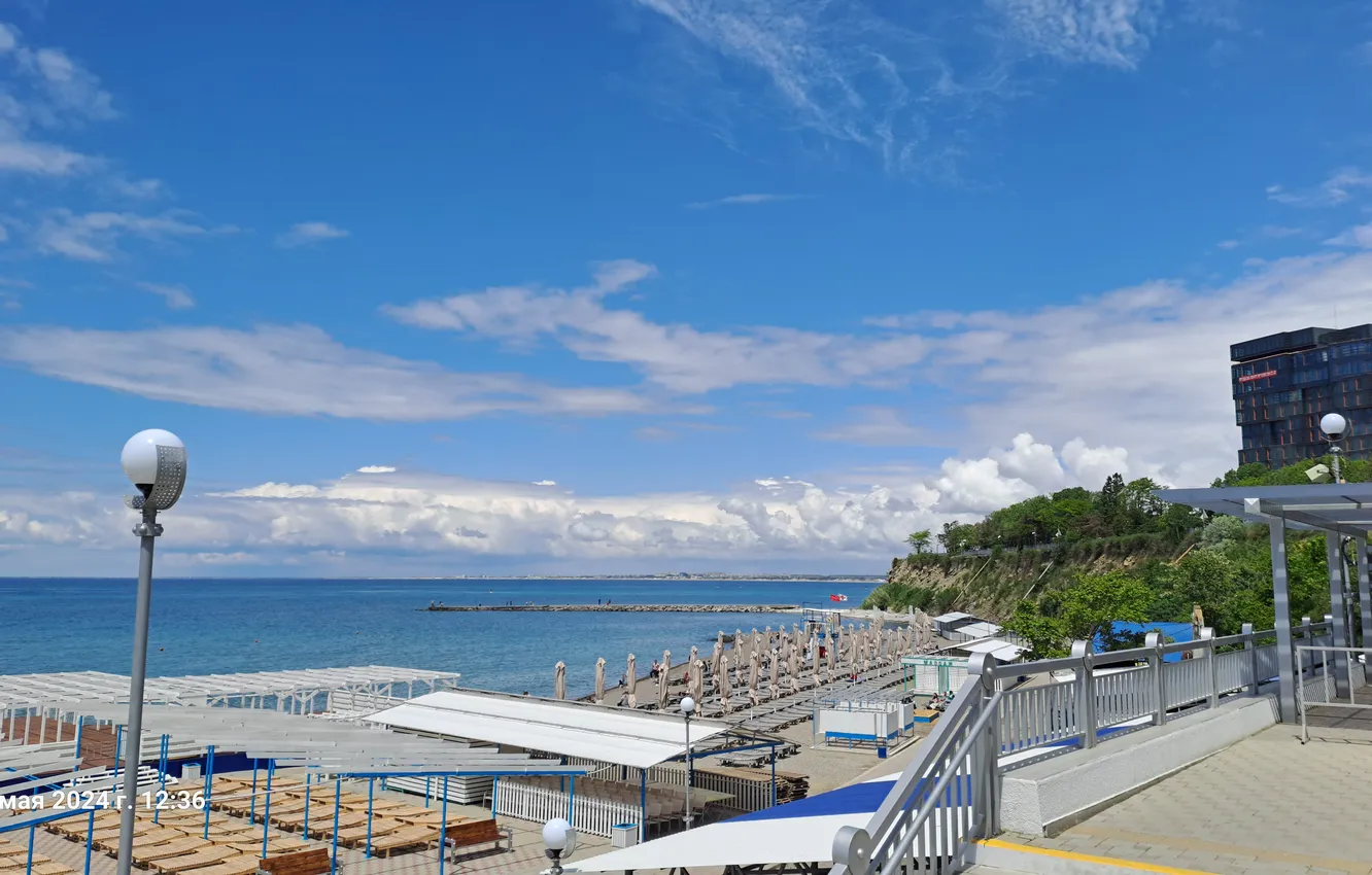 Photo wallpaper sea, beach, the sky, clouds, Anapa