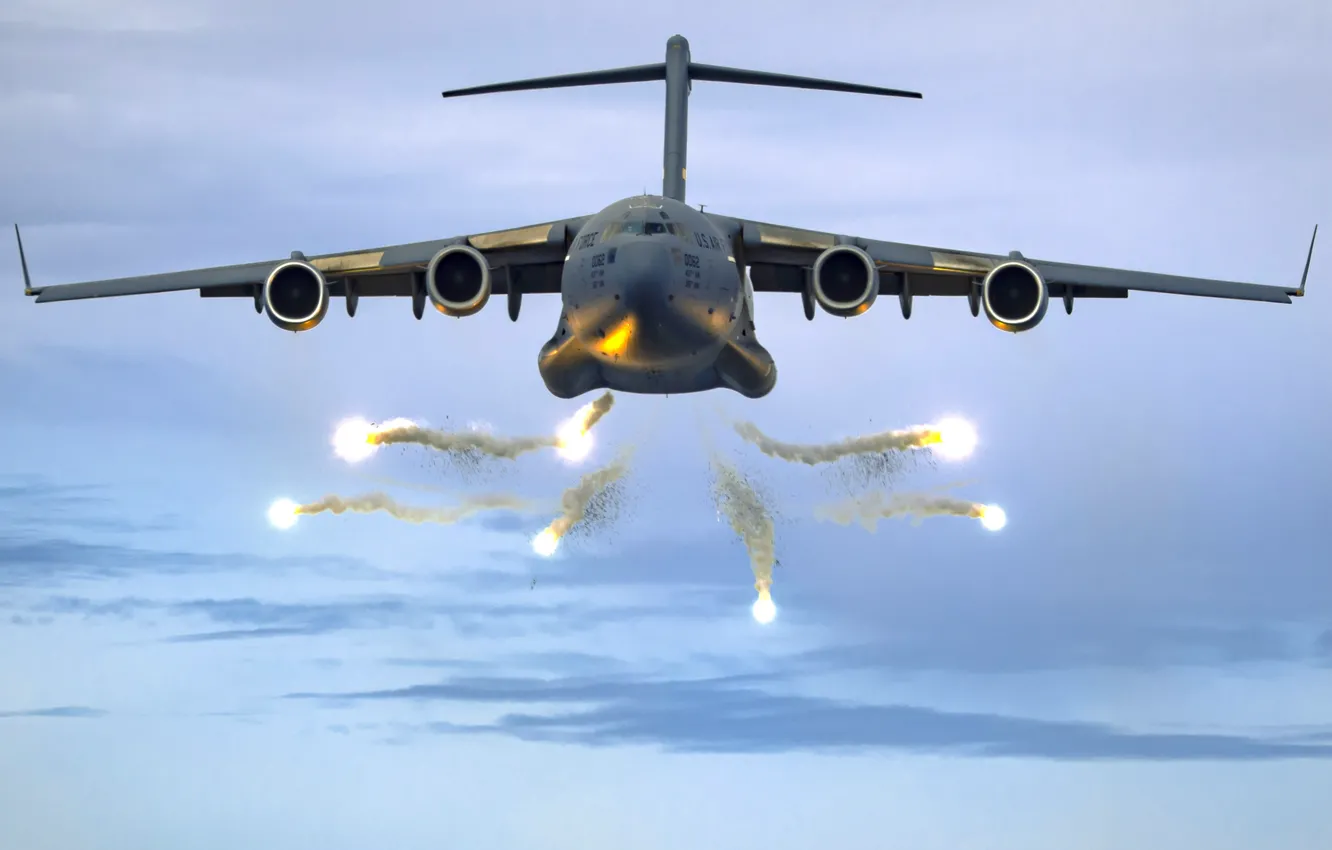 Photo wallpaper UNITED STATES AIR FORCE, Boeing C-17 Globemaster III, American military transport aircraft