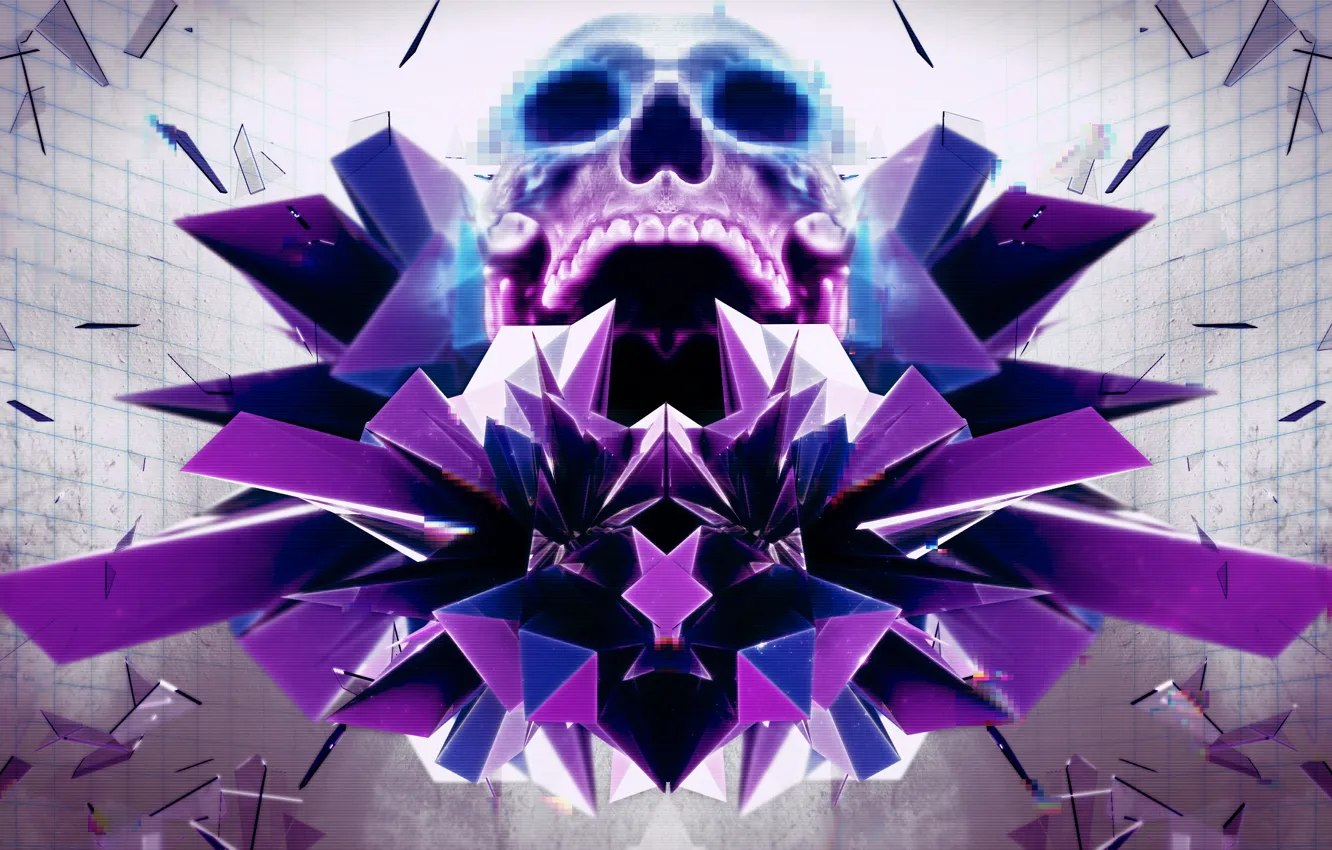Photo wallpaper abstraction, skull, render, hq Wallpapers