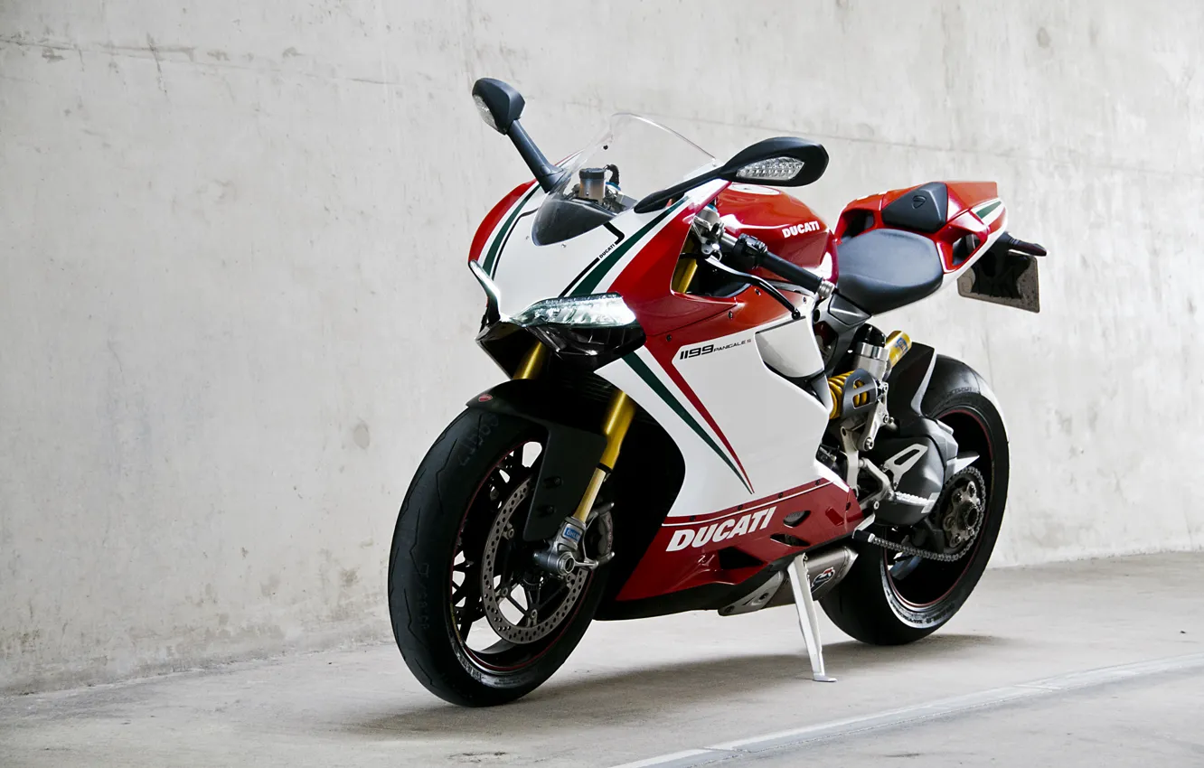 Photo wallpaper white, wall, motorcycle, wall, white, bike, ducati, Ducati