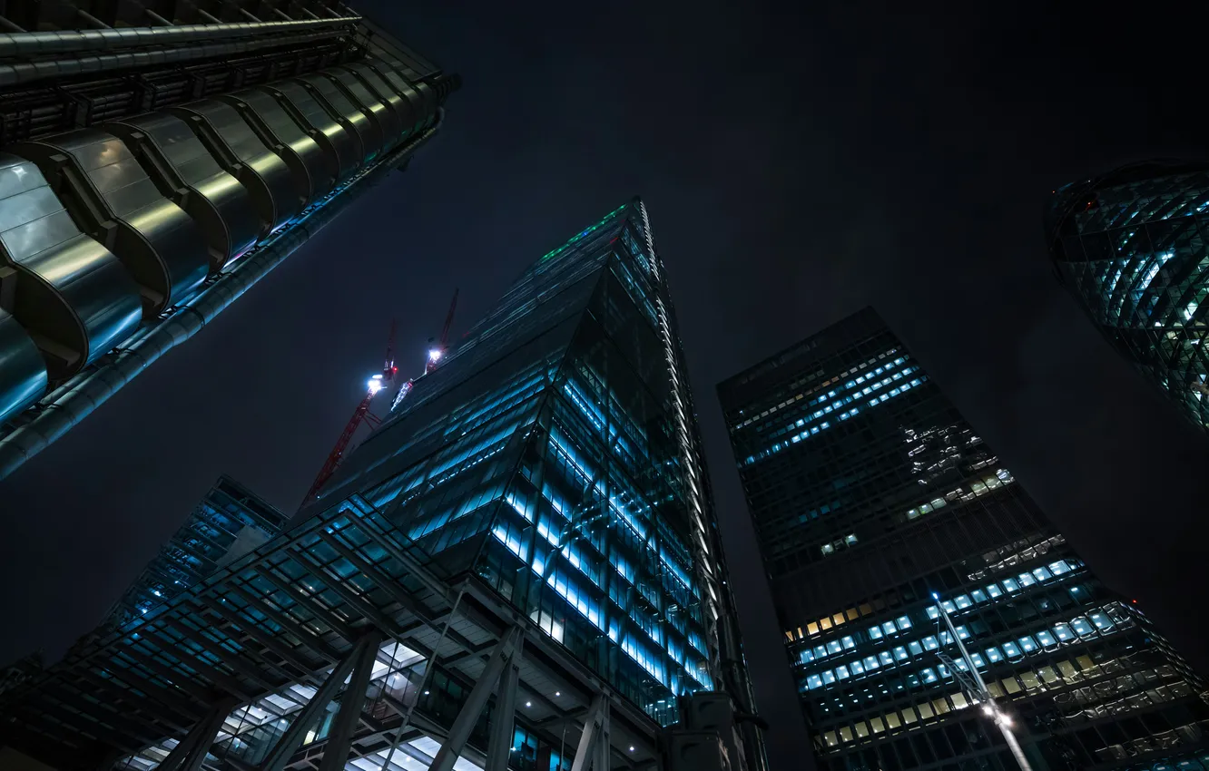 Photo wallpaper night, the city, lights, skyscrapers