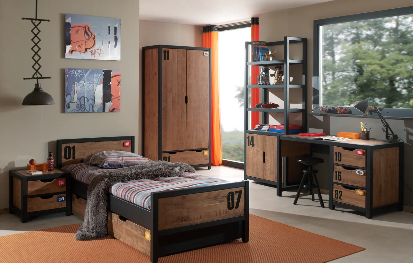 Photo wallpaper design, style, interior, children's room, students room