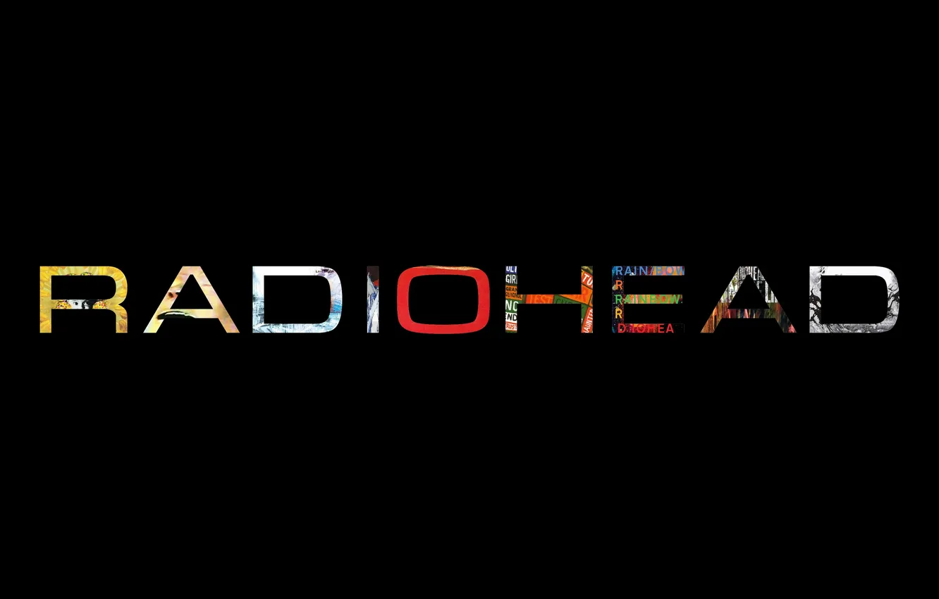 Photo wallpaper music, logo, group, black background, Radiohead
