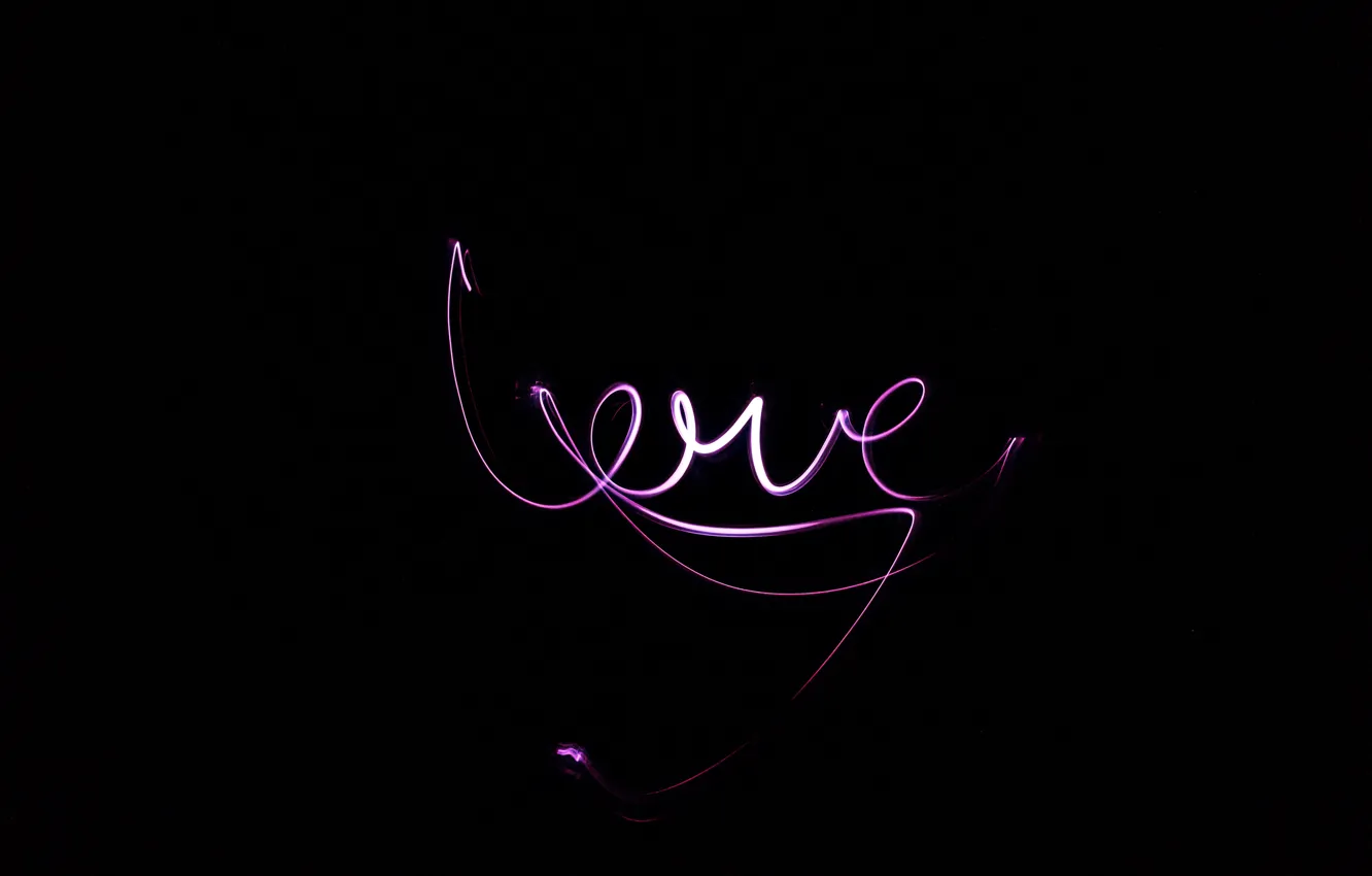 Photo wallpaper love, background, black, neon, love, the word