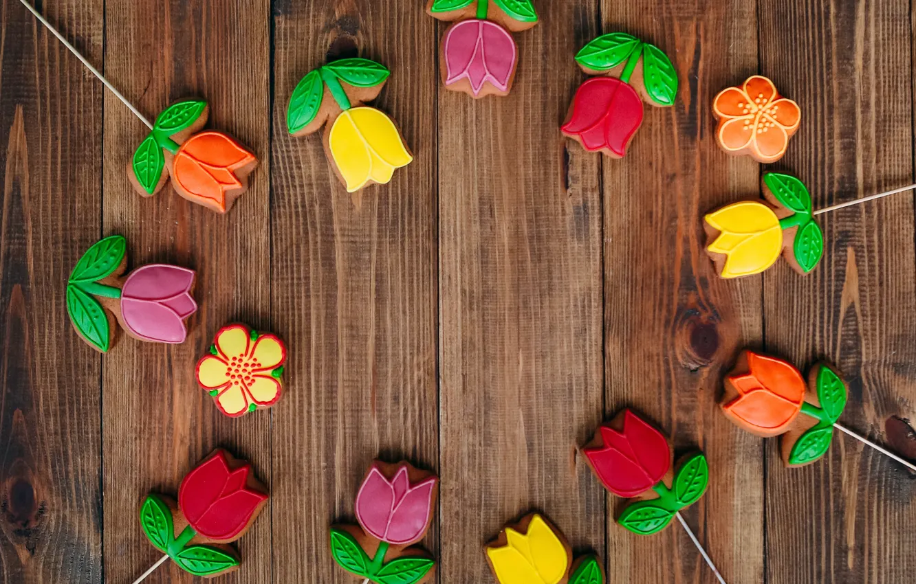 Photo wallpaper flowers, cakes, picene