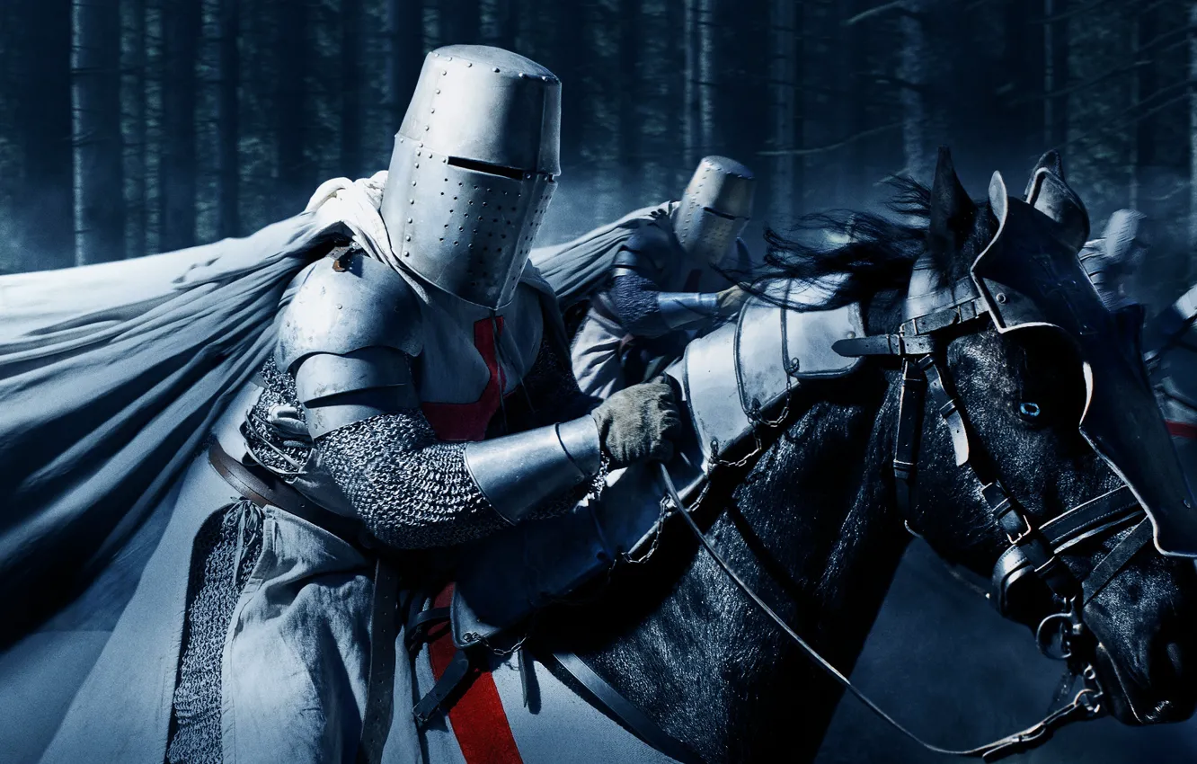 Photo wallpaper armor, horse, helmet, knights, Crusader