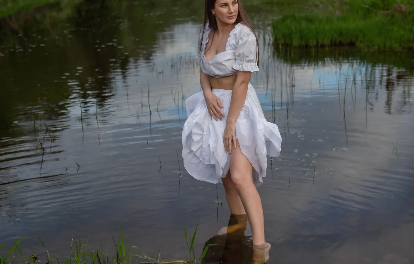 Photo wallpaper girl, nature, feet, river, Tatyana Shepeleva