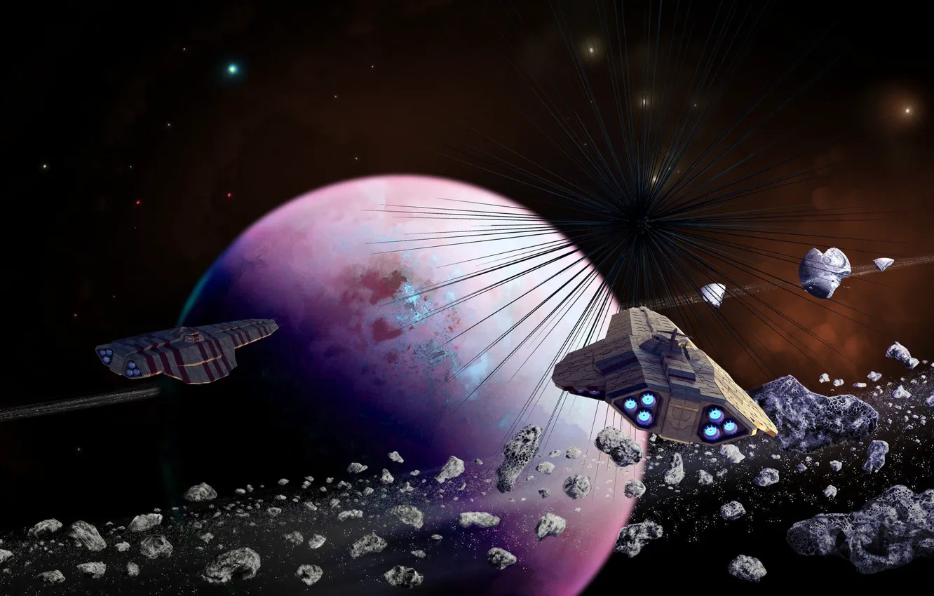 Photo wallpaper space, stars, planet, asteroids, Argos Project