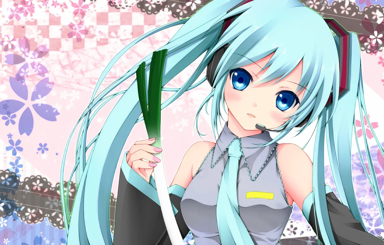 Photo wallpaper abstraction, sticks, headphones, art, vocaloid, hatsune miku, bud146