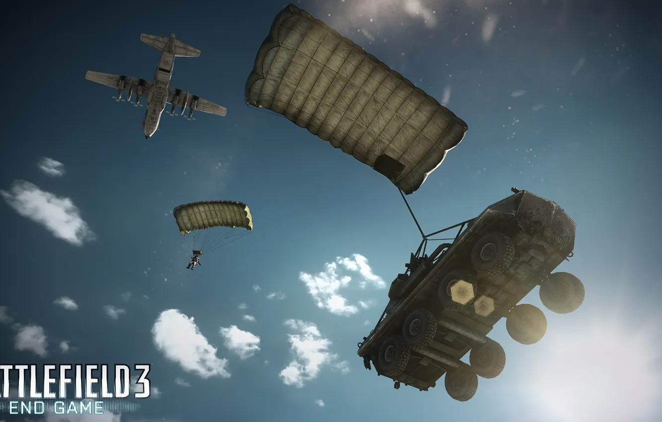 Photo wallpaper soldiers, end game, Battlefield 3, BMP, Airdrop