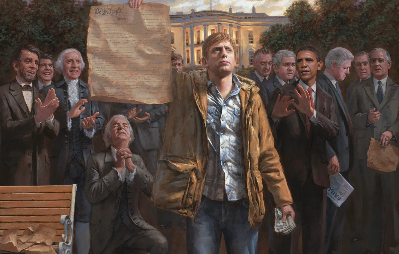 Photo wallpaper America, Washington, presidents, USA, Barack Obama, The white house, George Bush, Abram Lincoln
